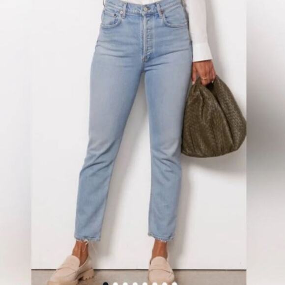 AGOLDE Sz 29  Riley High Rise Straight Crop Jeans in Volt - Picture 1 of 13